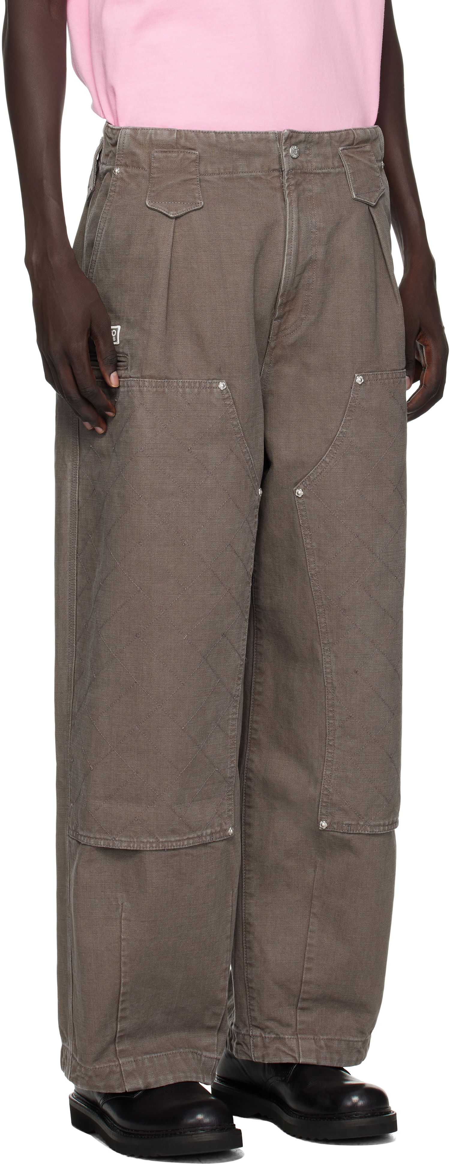 Nohavice KENZO Kenzo Paris 'KENZO Weave' Double Knee Trousers Šedá | FF65PA2469GU, 1