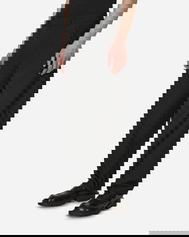 Nohavice Off-White Embroidered Wool Slim Zip Trousers Black Čierna | OMCA196S23FAB001 1000, 2