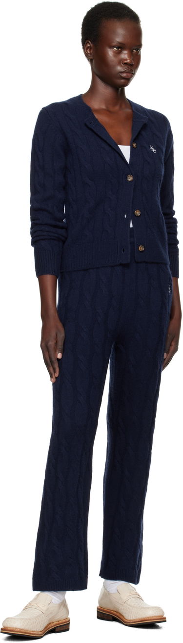 Sveter Sporty & Rich 'SRC' Cableknit Cashmere Cardigan Navy | CA003512302BL32, 3
