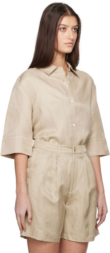 Šortky Anine Bing Anine Bing Mary Linen Collared Shirt Béžová | A-07-10803-OMA10, 1