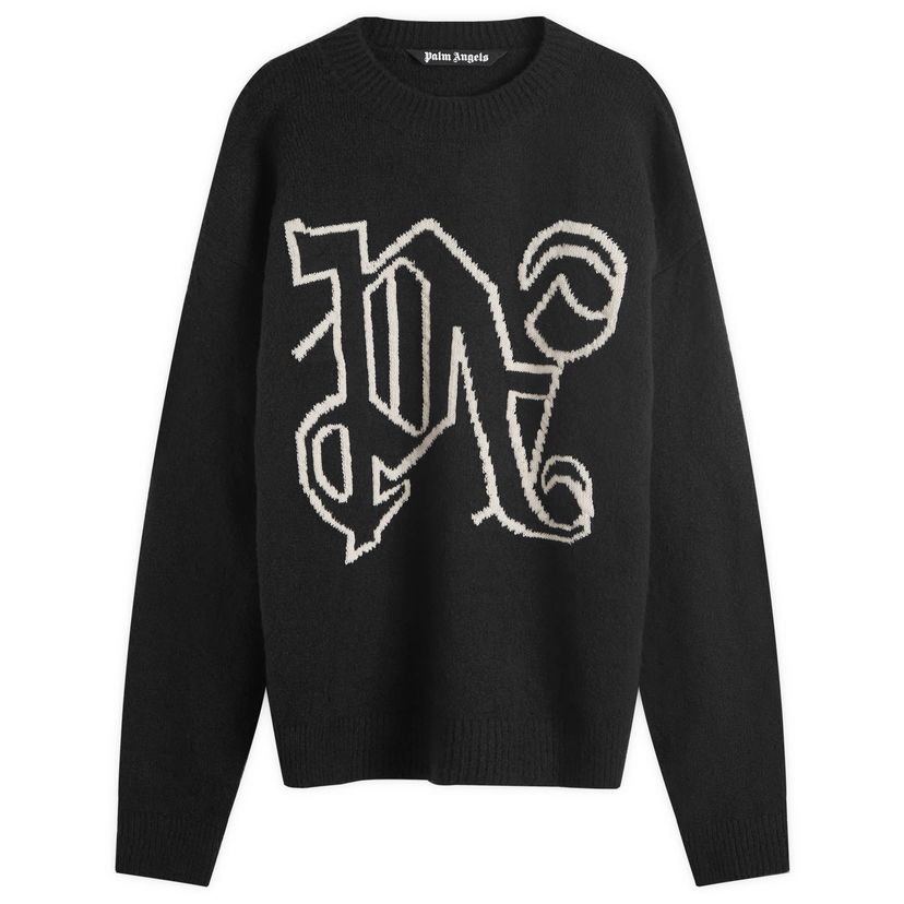 Sveter Palm Angels Monogram Knit Sweater Čierna | PMHE054F24KNI0011003