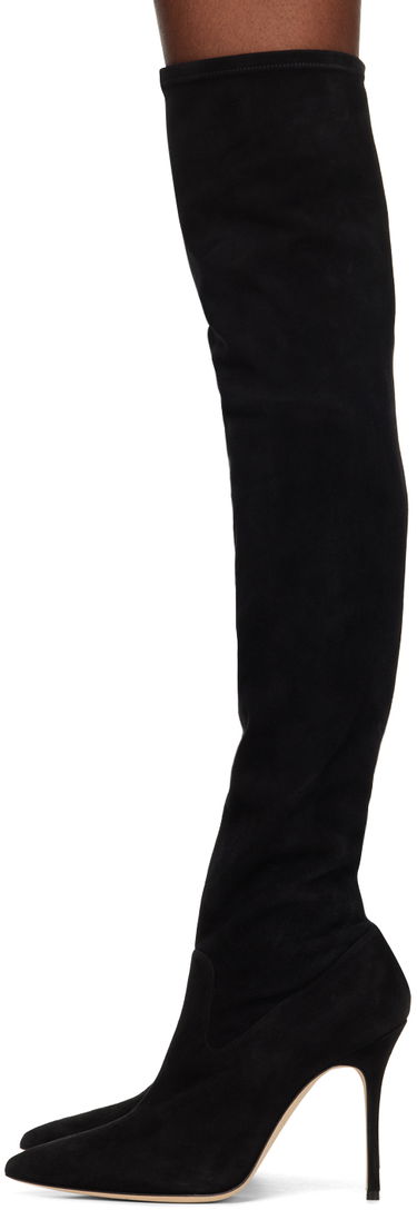 Starostlivosť o obuv Manolo Blahnik Manolo Blahnik Pascalarehi Suede Over-The-Knee Boots Čierna | 220-0698, 2