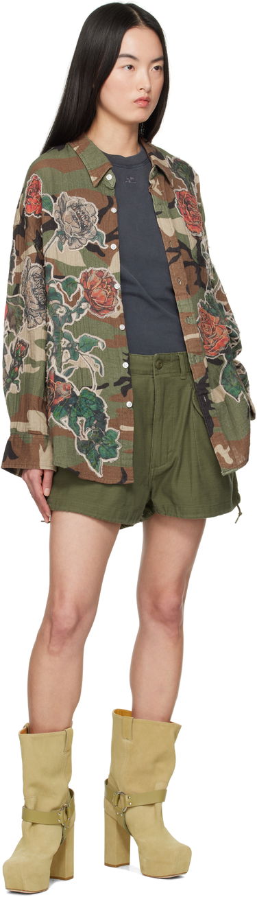 Košeľa R13 R13 Floral Appliqué Camo Shirt Zelené | R13WR004-R484B, 3