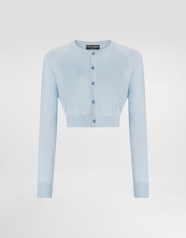Sveter Dolce & Gabbana Dolce & Gabbana Silk Cropped Cardigan Modrá | FXV99TJBSM0B1581, 0