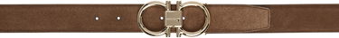 Opasok FERRAGAMO Salvatore Ferragamo Double Gancini Suede Belt Hnedá | 781603, 0