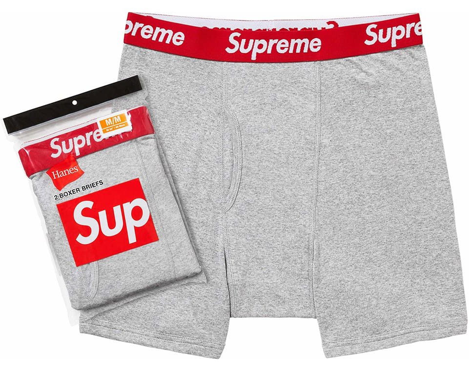 Boxerky Supreme Supreme x Hanes Boxer Briefs (2 Pack) Size M Šedá | SS24A13, 0