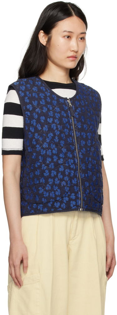 Vesta YMC Reversible Quilted Floral Vest Modrá | Q5WAC, 1