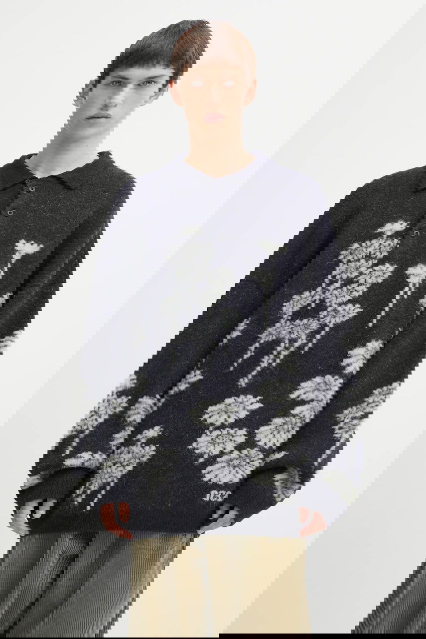 Sveter 032C Melting Daisies Wool Blend Polo Sweater Navy | F25.URK.0432.000, 0