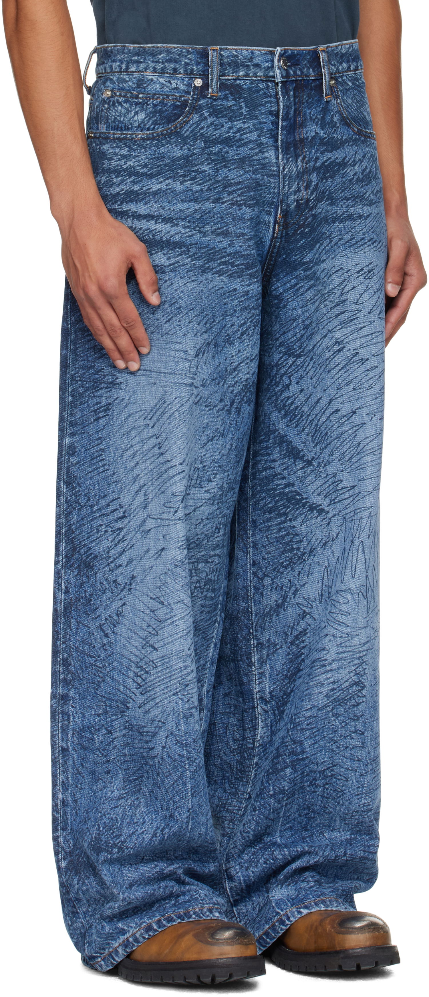 Džínsy Alexander Wang Relaxed Graphic Print Jeans Modrá | 6DC3254830, 1