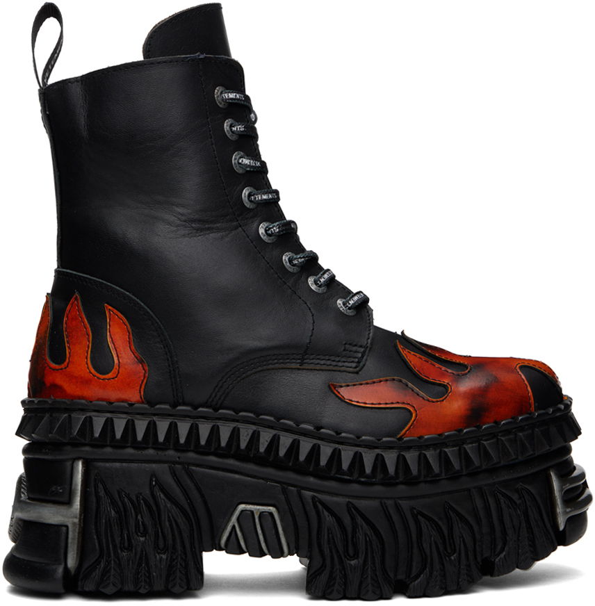 Oblečenie VETEMENTS Black New Rock Edition Flame Combat Boots Čierna | UE64BO120F, 0