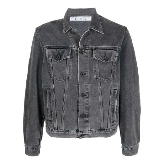 Bunda Off-White Off-White FW21 Slim Fit Denim Jacket Šedá | OMYE054F21DEN0030601
