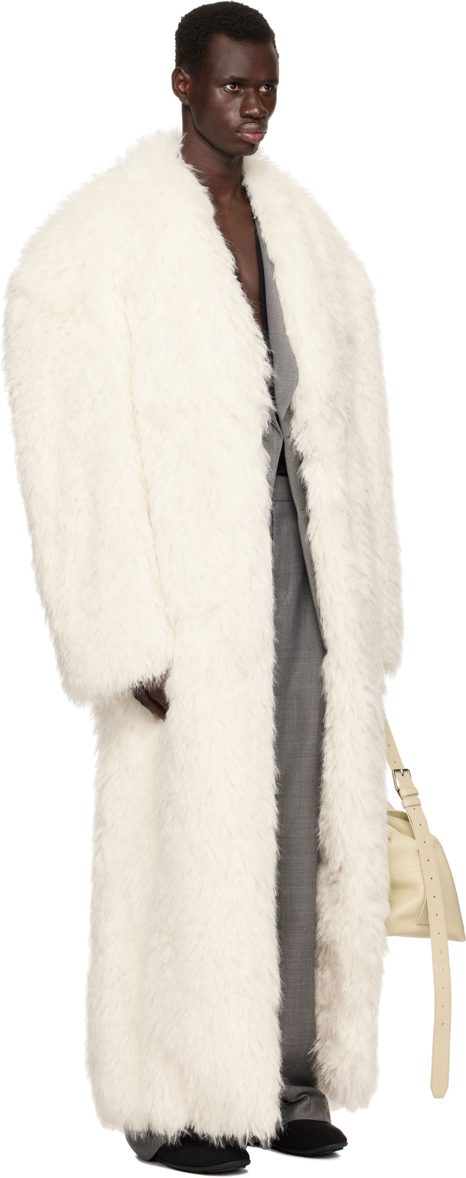 Kabáty Entire Studios Entire Studios Chrysalis Faux-Fur Coat Biela | ES2688FR, 1