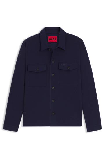 Košeľa BOSS Oversized-fit overshirt in cotton-blend twill Navy | 50549764