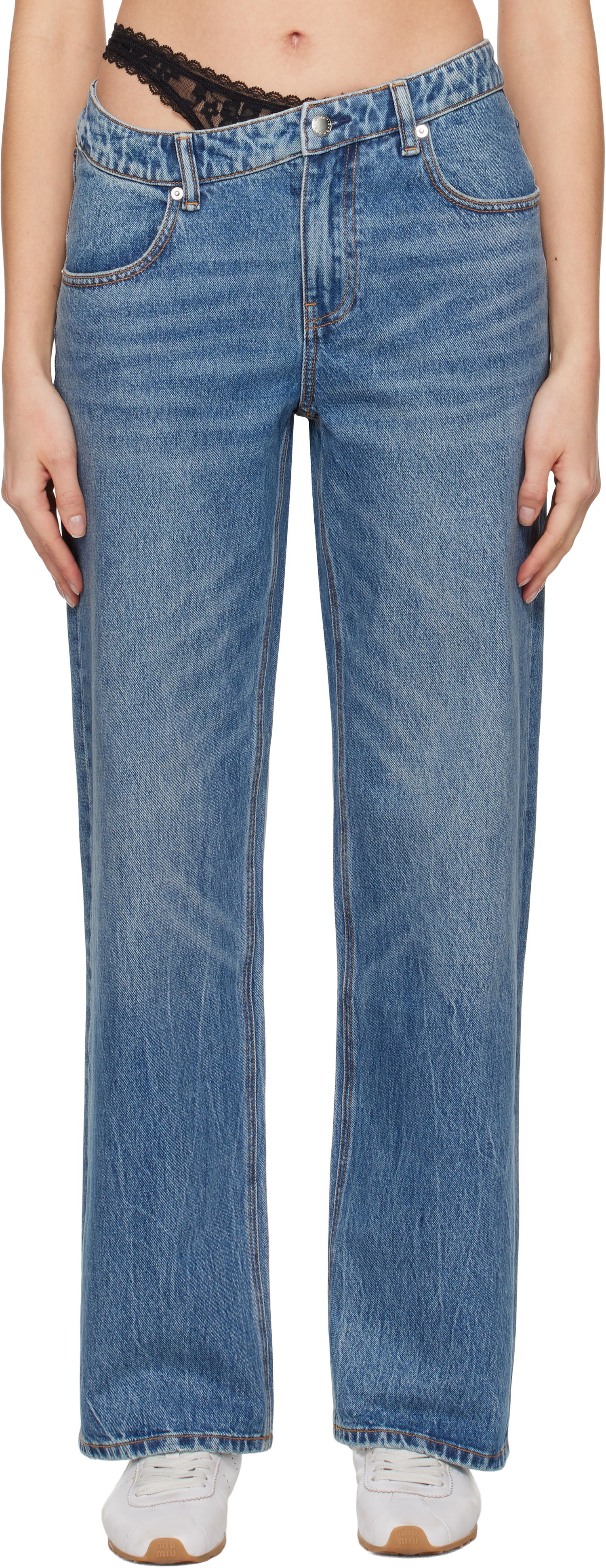 Džínsy Alexander Wang Pre-Styled Denim Jeans Modrá | 4DC1254612, 0