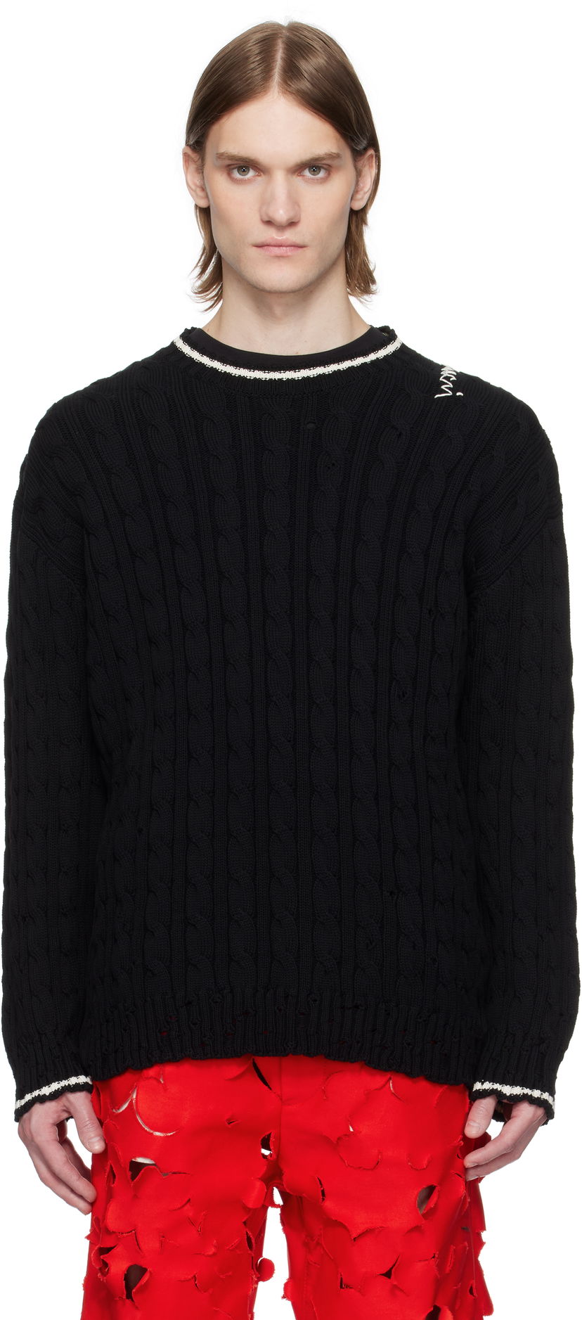 Sveter Marni Dishevelled Cable Cotton Gauge 5 Sweater Čierna | GCMG0425Q0 UFC656