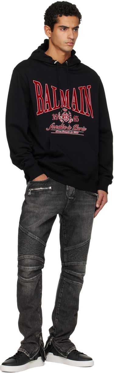 Mikina Balmain Flocked 'Balmain' College Hoodie Čierna | FH0JT047GF25, 3