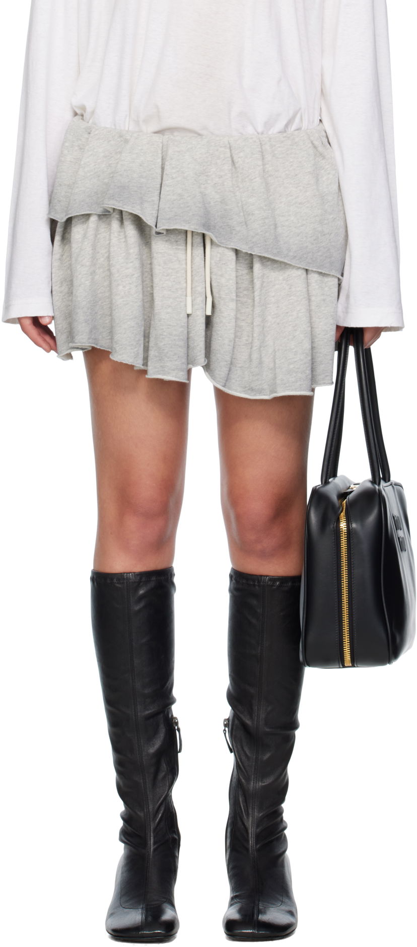 Sukňa Acne Studios Acne Studios Layered Fleece Mini Skirt Šedá | AF0540-