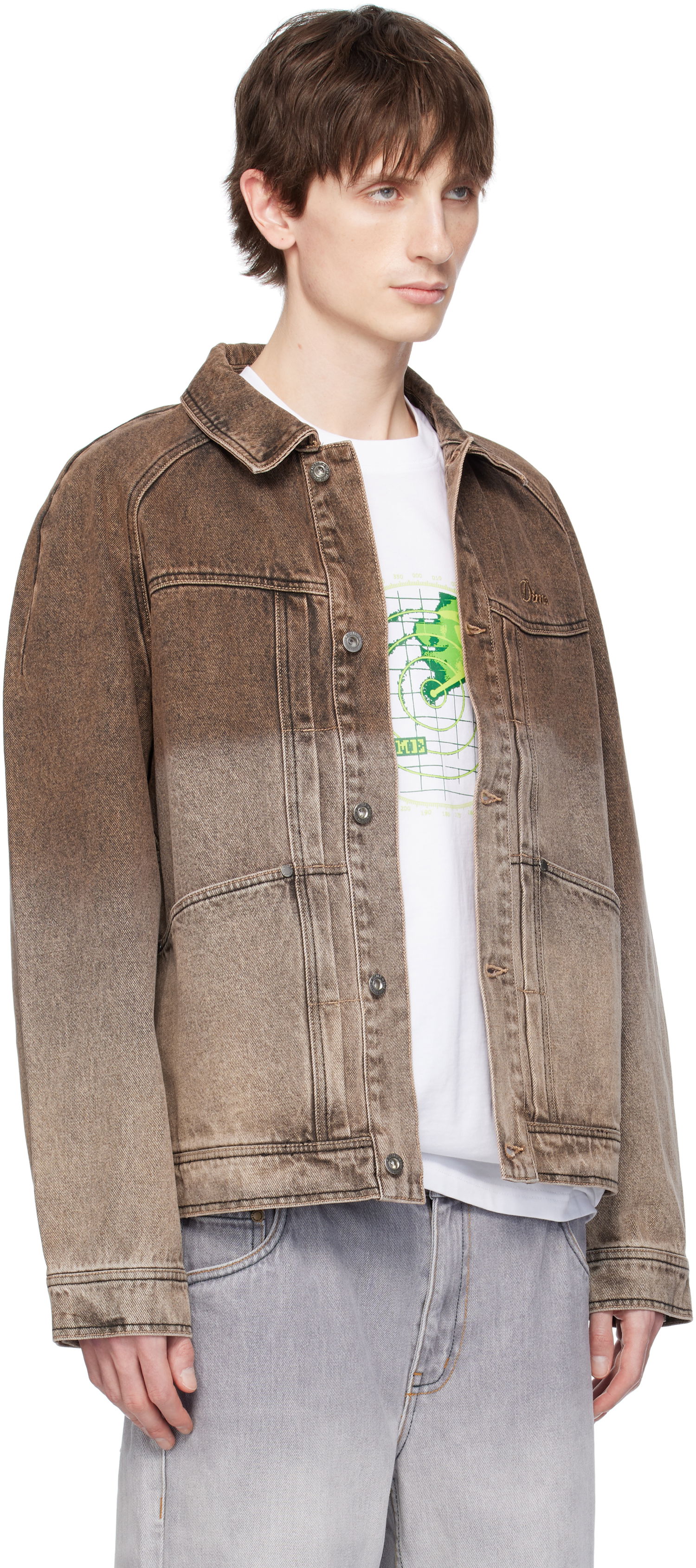 Bunda Dime Dime Gradient Denim Jacket Hnedá | DIMESP253BRW, 1
