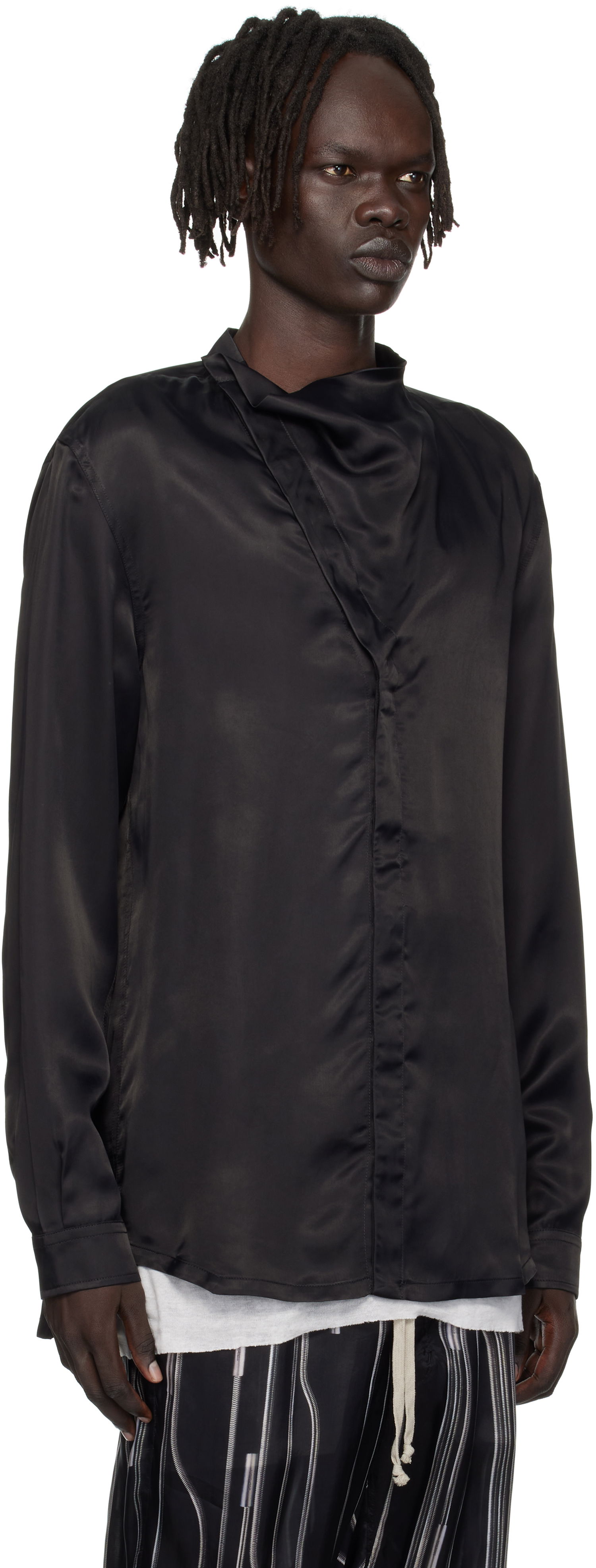 Košeľa Rick Owens Rick Owens Concordians Island Satin Shirt Čierna | RU02E1299 HSCH, 1