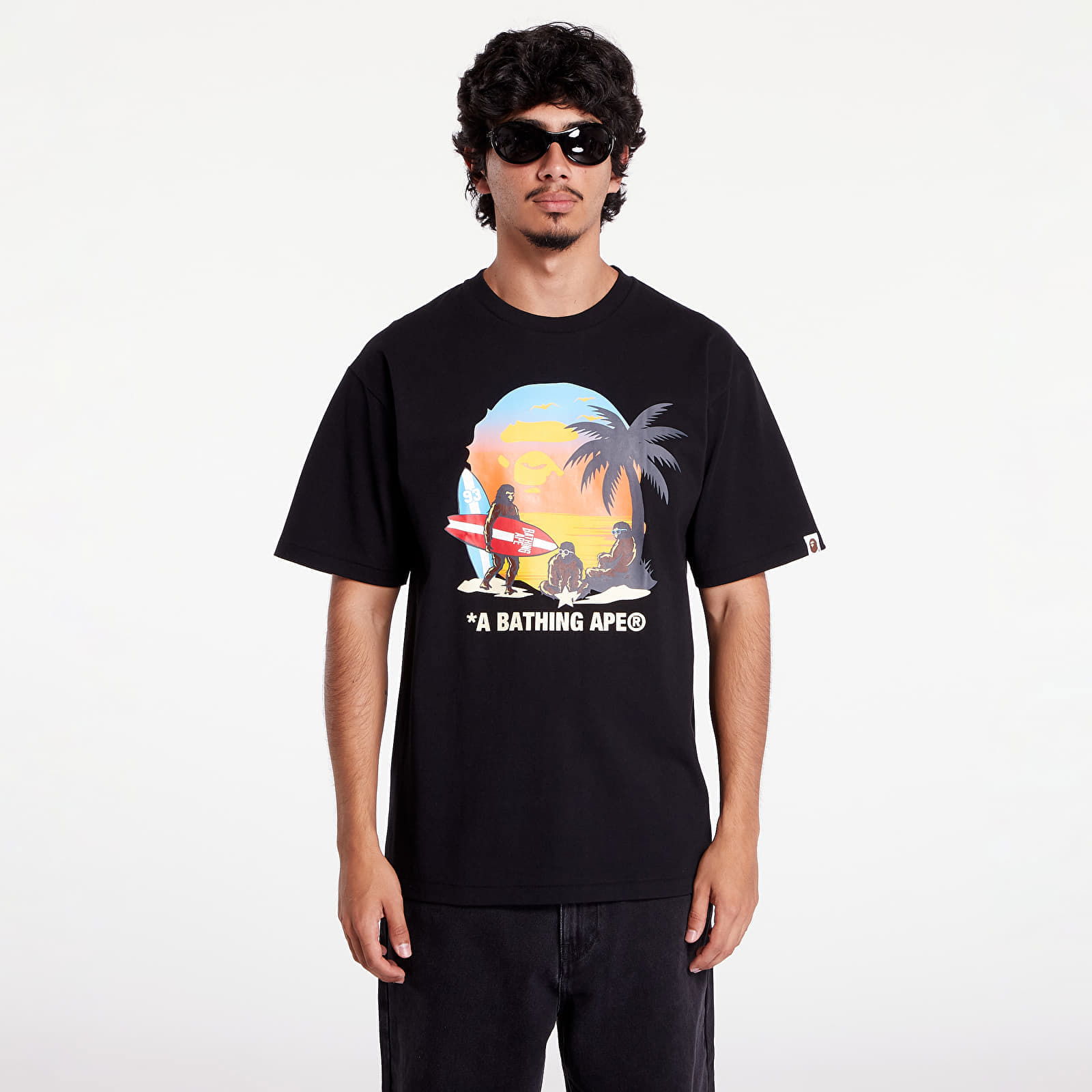 A BATHING APE Sunset Beach Ape Head Tee M Black