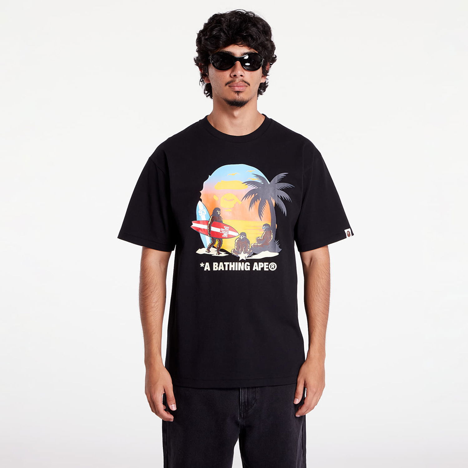 Tričko BAPE A BATHING APE Sunset Beach Ape Head Tee M Black Čierna | 001TEK701003F BLK, 0