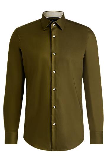 Košeľa BOSS Slim Fit Easy-Iron Cotton Poplin Shirt Zelené | 50539177, 0