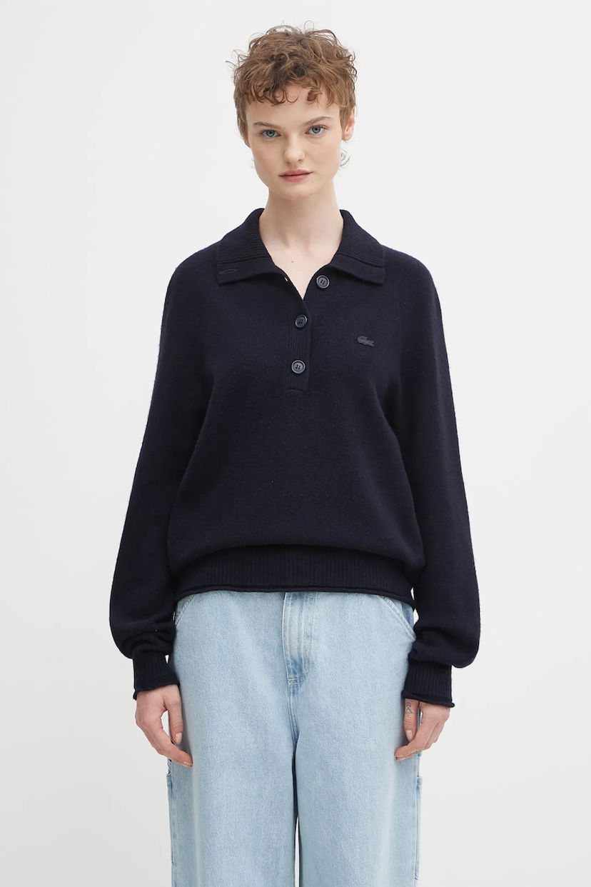 Sveter Lacoste Lacoste Wool Polo Sweater Navy | AF4010