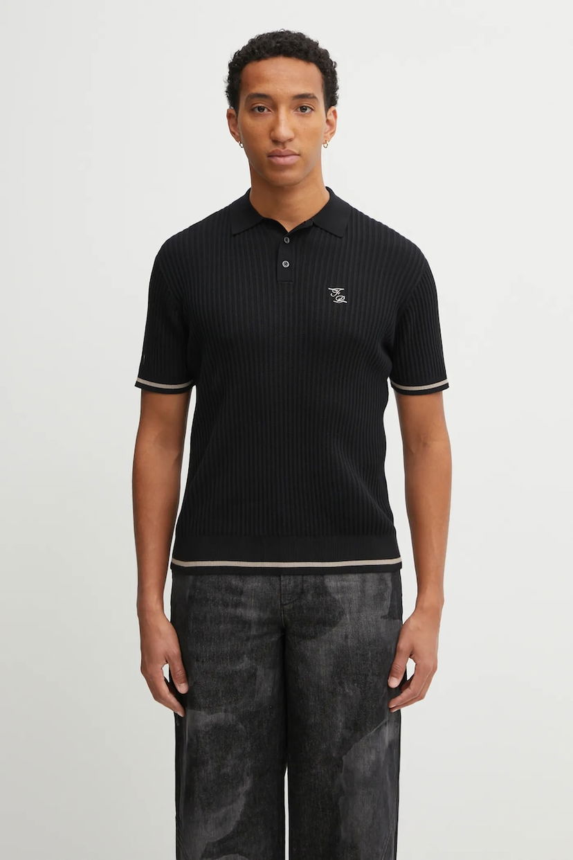 Polo tričko Filling Pieces Cotton Fine Knit Polo Čierna | 422570500127