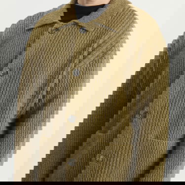 Sveter AMI Felted and Chunky Wool Ribbed Knit Cardigan, Size Large Zelené | H25HKC354-KN0112-298H25, 5