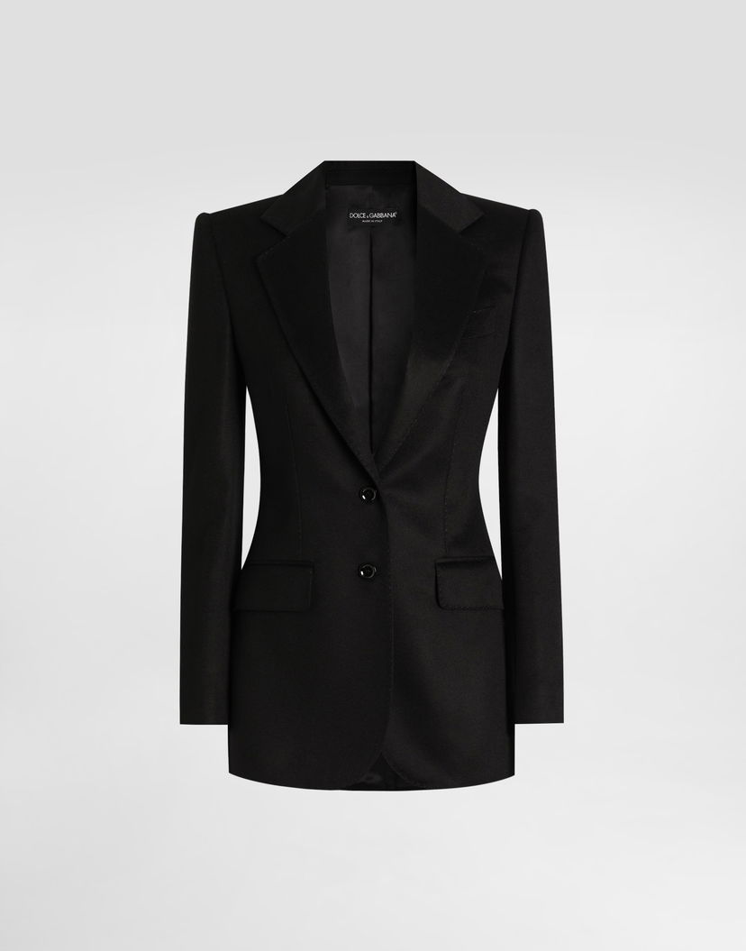Bunda Dolce & Gabbana Dolce & Gabbana Single-Breasted Silk and Cashmere Jacket Čierna | F29KNTGDDC0N0000