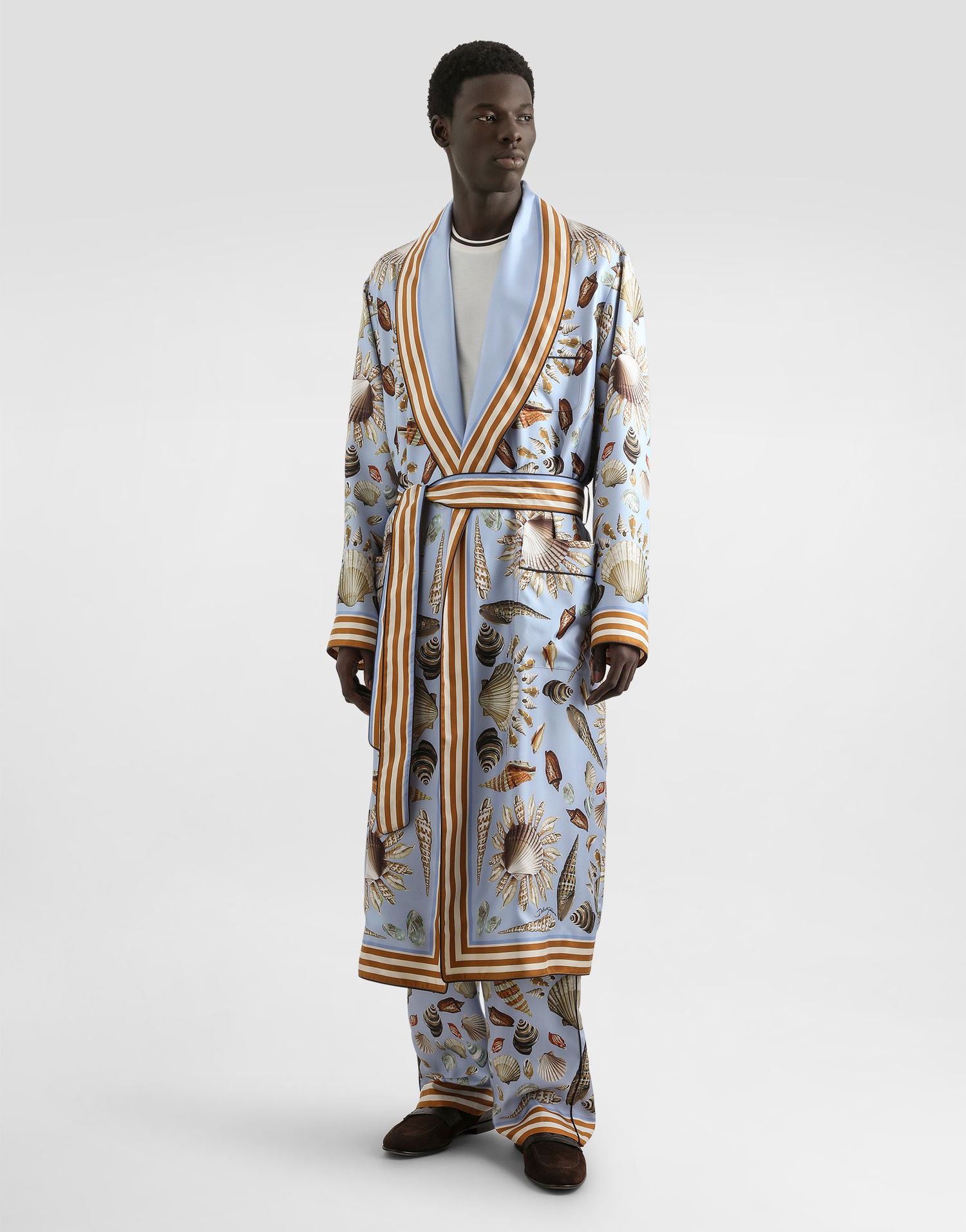 Pyžamo Dolce & Gabbana Dolce & Gabbana Silk Twill Shell-Print Robe Modrá | G031TTHI1ZBHC5PK, 1