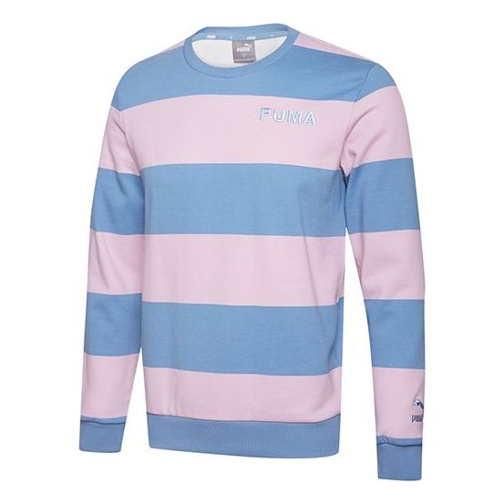 Sveter Puma Striped Crewneck Sweatshirt with Embroidered Logo Ružová | 584320-13, 0