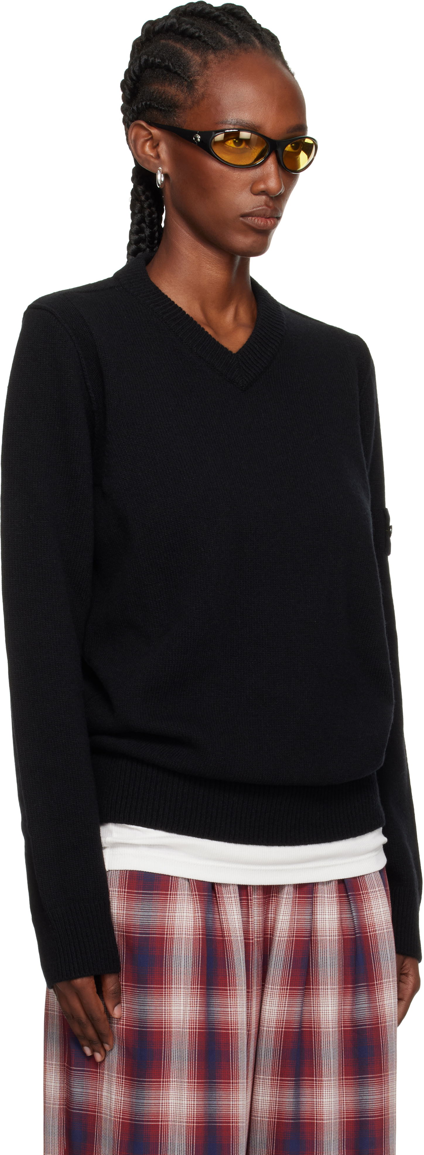 Sveter Stone Island Stone Island Lambswool V-Neck Sweater Čierna | K2S15 5100033 S00A3, 1