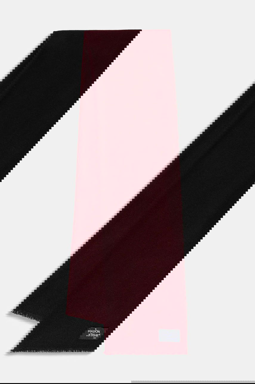 Šál MAISON KITSUNÉ Wool Fringe Scarf with Logo Patch Vínová | PW06200WB0028, 0