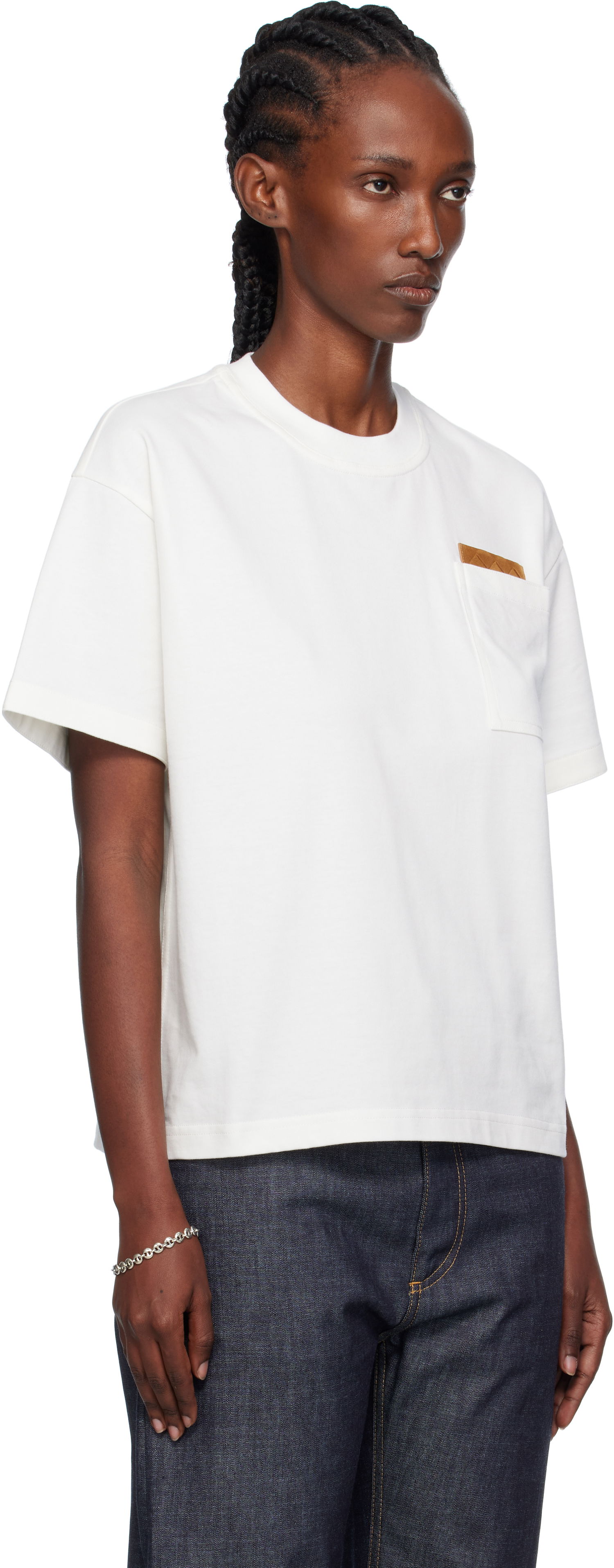 Tričko Bottega Veneta Bottega Veneta Cotton Jersey T-Shirt with Pocket Biela | 838925 V4N50, 1
