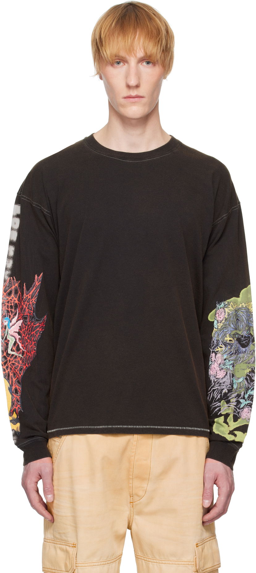 Sveter Diesel Diesel T-Boxt-Ls-R4 Graphic Long Sleeve T-Shirt Čierna | A16216-0DRAM-9XX