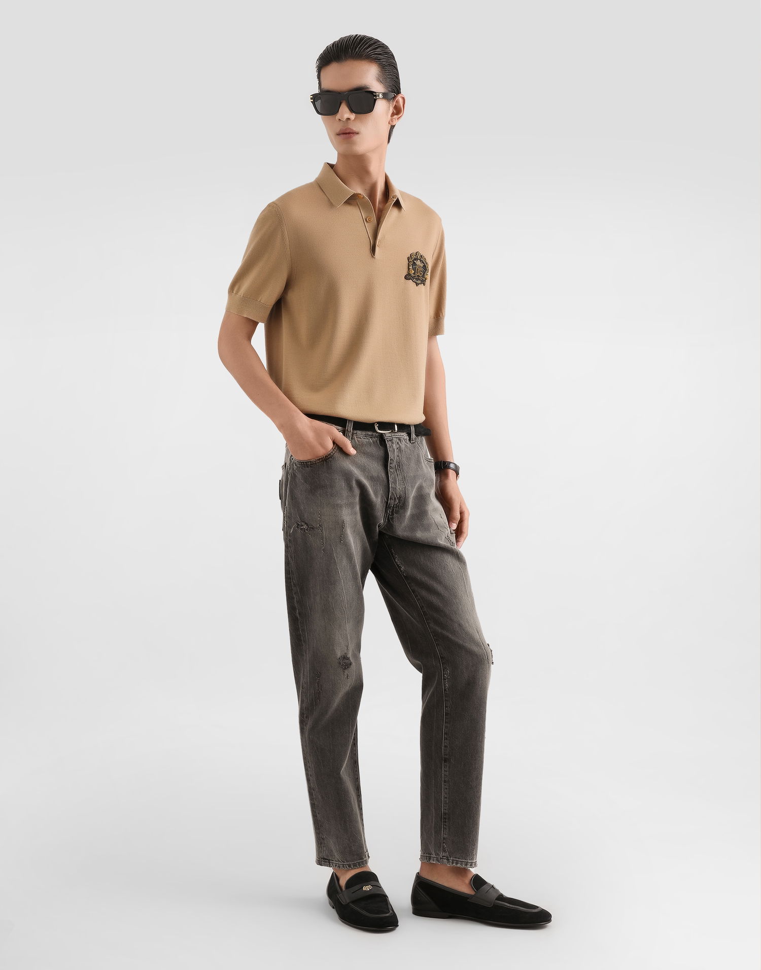 Polo tričko Dolce & Gabbana Dolce & Gabbana Virgin Wool Polo Shirt Béžová | GXZ02ZJDVG8M2366, 1