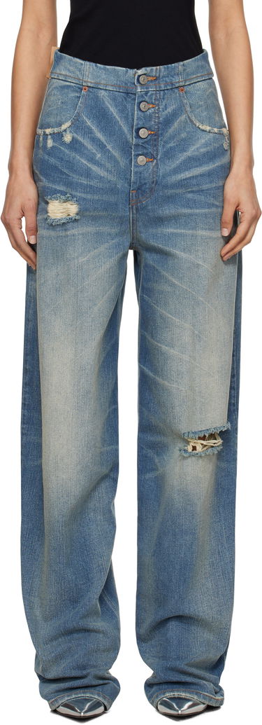 Džínsy Maison Margiela MM6 Maison Margiela Distressed Five-Pocket Jeans Modrá | S52LA0241 M30016, 0