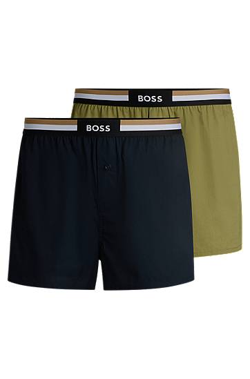 Boxerky BOSS BOSS Two-Pack of Pyjama Shorts with Logo Waistbands Zelené | 50535792