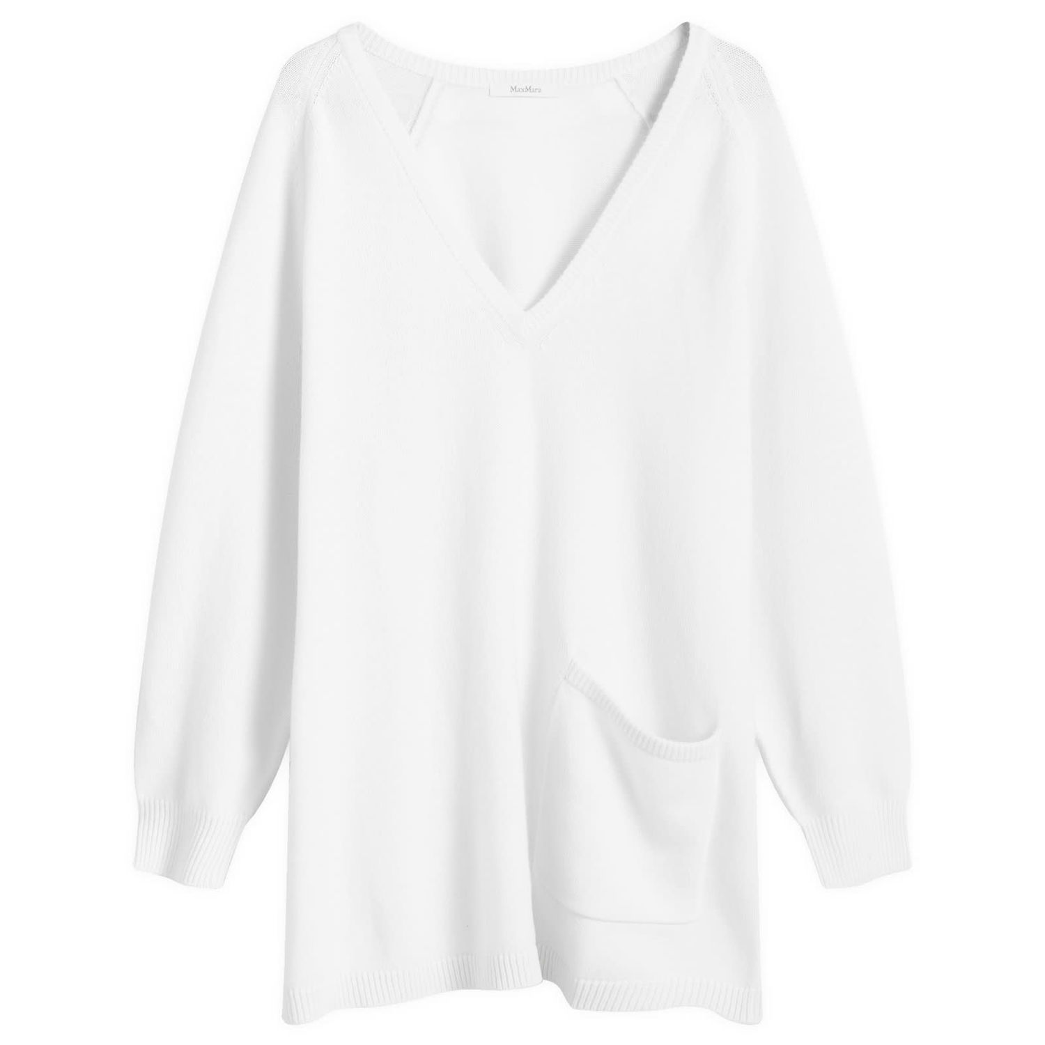 Sveter Max Mara Knitted V-Neck Jumper With Pocket Biela | 2421366102600-001, 1