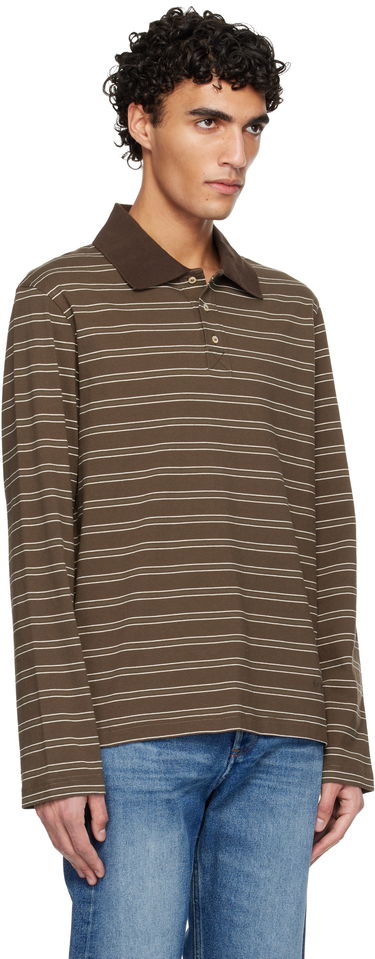 Polo tričko A.P.C. A.P.C. Long-Sleeve Striped Polo Hnedá | COHLV-H26519, 1