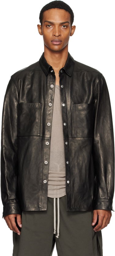 Košeľa Rick Owens Rick Owens Concordians Leather Overshirt Čierna | RU02E1744 LNV, 0