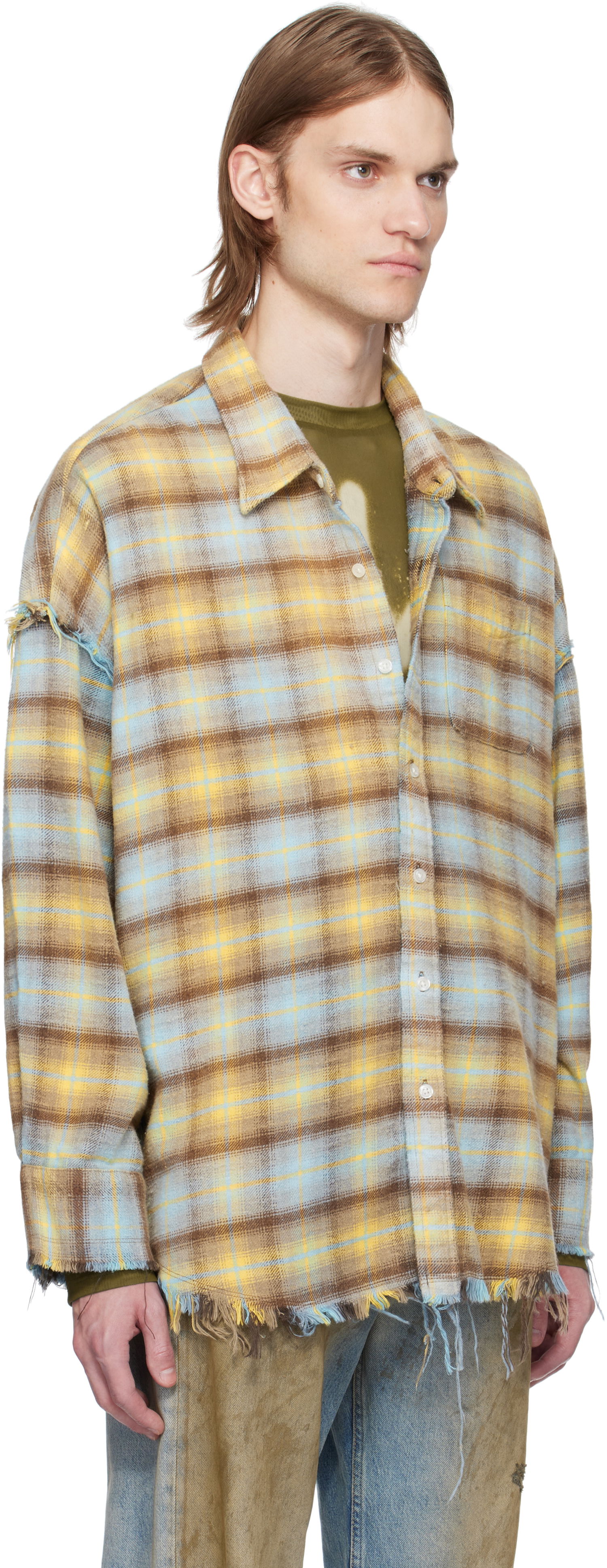Košeľa R13 R13 Shredded Seam Drop Neck Plaid Shirt Rôznofarebný | R13MR075-R503B, 1