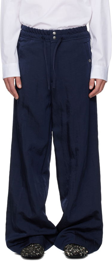 Nohavice Dries Van Noten Dries Van Noten Twill Wide-Leg Drawstring Trousers Navy | 252-020993-2328, 0