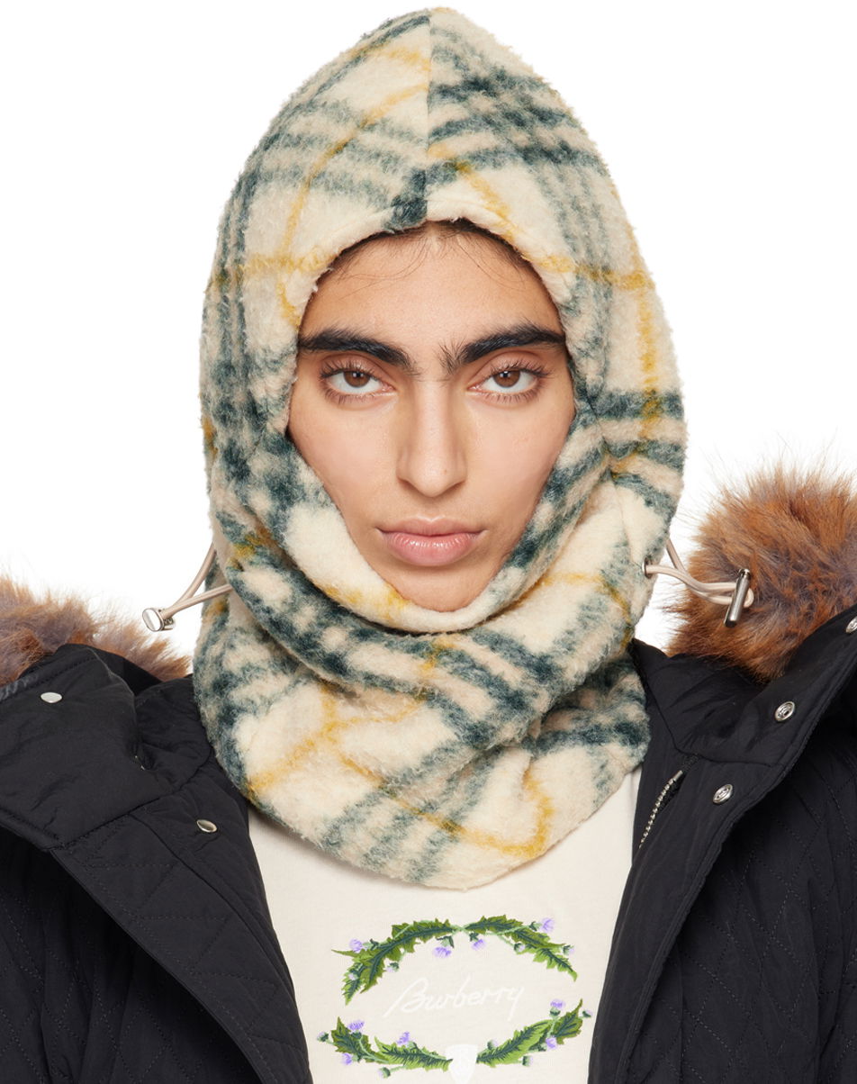 Oblečenie Burberry Beige & Green Check Fleece Balaclava Čierna | 8098378, 0