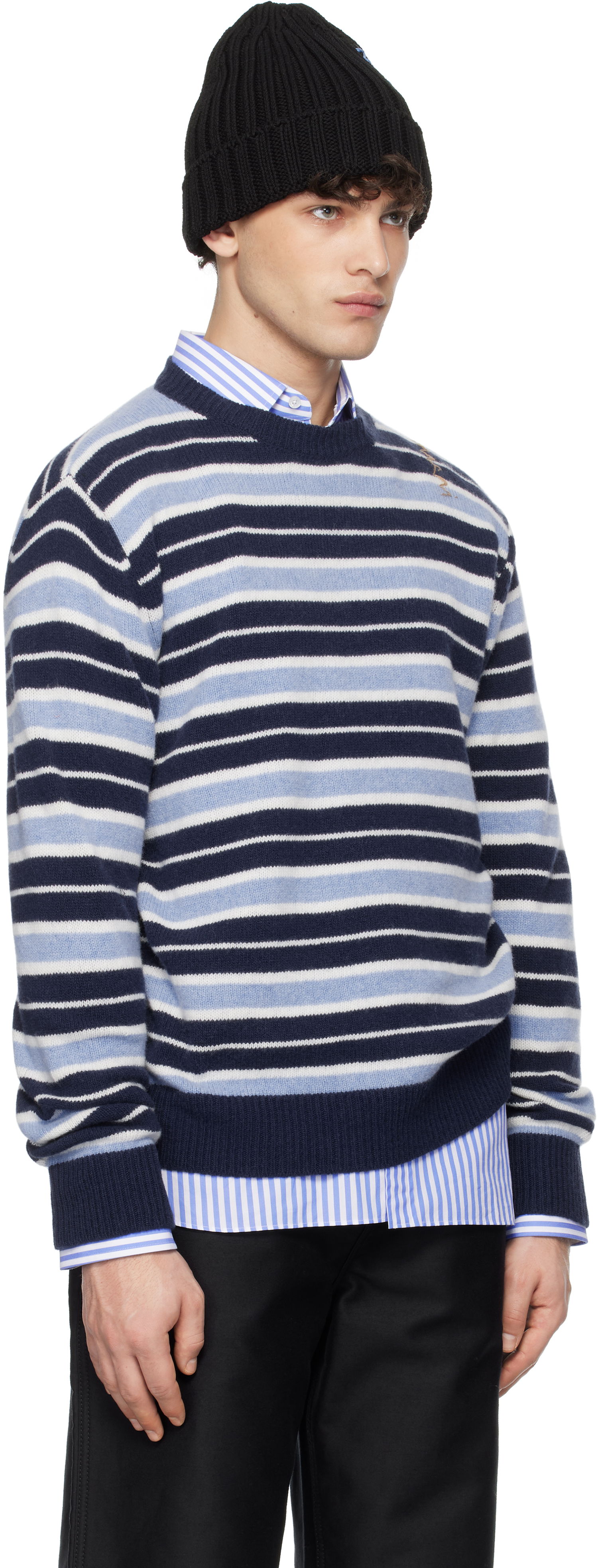 Sveter Marni Marni Iconic Stripe Cashmere Blend Sweater Navy | GCMG0434Q0 UFZ385, 1
