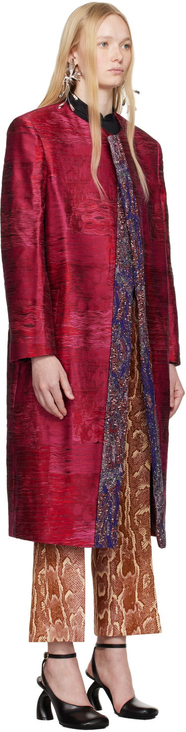 Kabáty Dries Van Noten Dries Van Noten Jacquard Panel Coat Červená | 251-010222-1544, 1