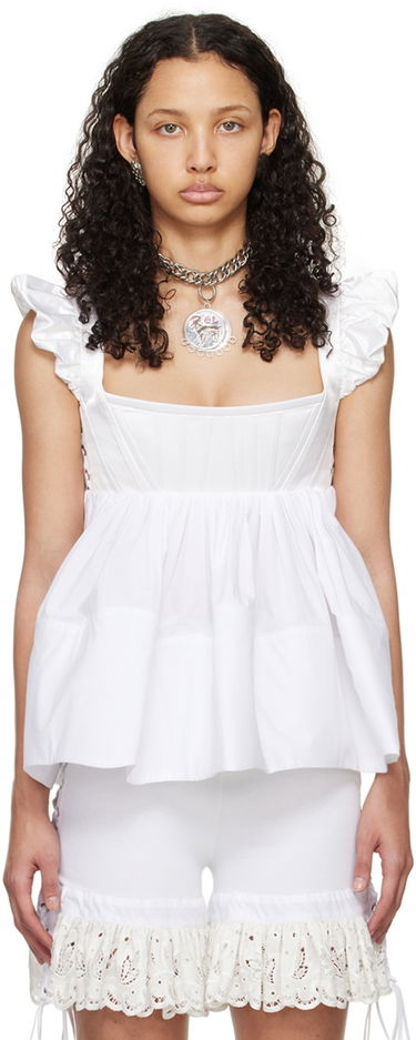 Tielko Chopova Lowena Ruffle Trim Tank Top Biela | 2216, 0