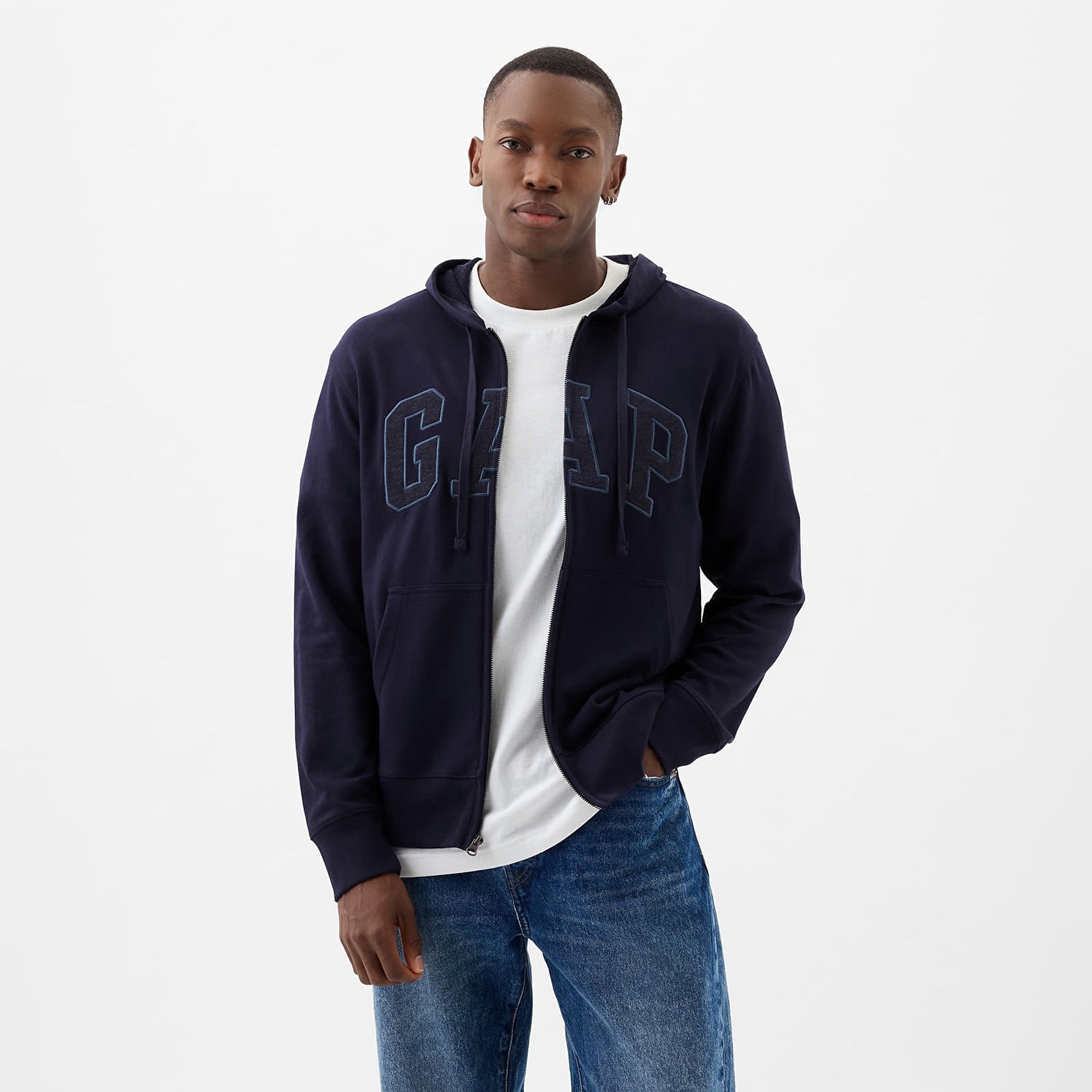 Mikina GAP French Terry Fullzip Logo Hoodie Tapestry Navy Navy | 868454-01, 0
