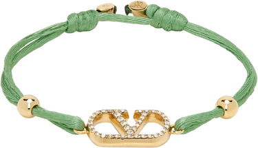 Náramok Valentino Valentino Garavani VLogo Crystal-Embellished Cord Bracelet Zelené | 6W2J0X85RLV, 0